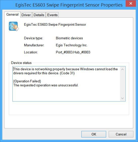 Egis Egistec Es603 Swipe Fingerprint Sensor